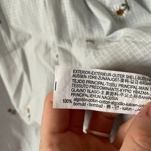 Zara Daisy  Floral Embroidered Ruffle Neckline Cotton Mini Dress Light Blue XS - Picture 11 of 11